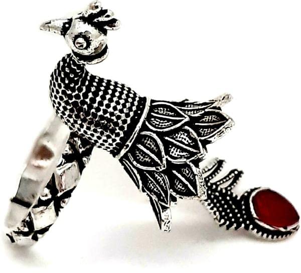 El Regalo Vintage Retro Adjustable Big Cocktail Finger Rings for Girls & Women (Peacock)