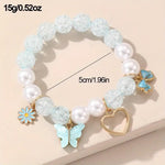 El Regalo 1PC Butterfly, Love Heart, Bow, Flower Charms Crystals Beads Bracelet for Girls - Fashion Bracelets for Girls/Women (Light Blue)