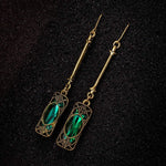 El Regalo Vintage Revival Emerald Green Dangle Earrings for Women- Octagon Simulated Emerald Cubic Zirconia Drop Earrings Wedding Banquets Jewelry