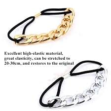 El Regalo Metal Chain Ponytail Holder | Vintage Alloy Elastic Hair Rope Women Girl Hair Ties Ring Hair Accessories for Girls & Women (Golden)