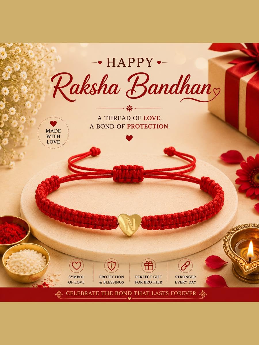 El Regalo Red Ethnic Rakhi Dori Unisex Rakhi-Adults - N letter