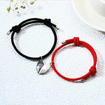 El Regalo Unisex 2 Pcs Heart Couples Magnetic Bracelet for Couples/Besties/Friends - Red & Black Matching Bracelets Friendship Distance Magnetic Love Heart Jewelry