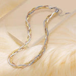 El Regalo Western Tri-Color Stainless Steel Braided Woven Collor Chain Necklace for Girls & Women- Anti Tarnish, Contemporary Necklace