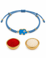 El Regalo 1PC Elephant Evil Eye Rakhi for Brother with & Message Card in Gift Box- Rakhi for Brother/Bhabhi/Niece or Nephew (Light Blue Elephant)