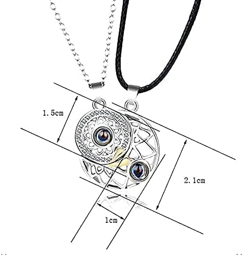 El Regalo BF Magnetic Sun Moon Matching Couple Necklace Set- Best Friend 2 PCs Necklaces Set for Besties/Best Friends/Couples (Silver) For Unisex Adult