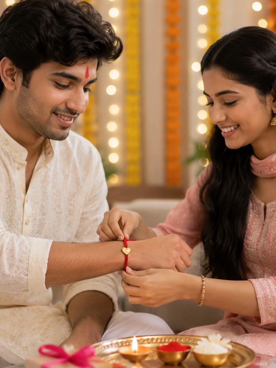 El Regalo Red Ethnic Rakhi Dori Kids Rakhi - C letter