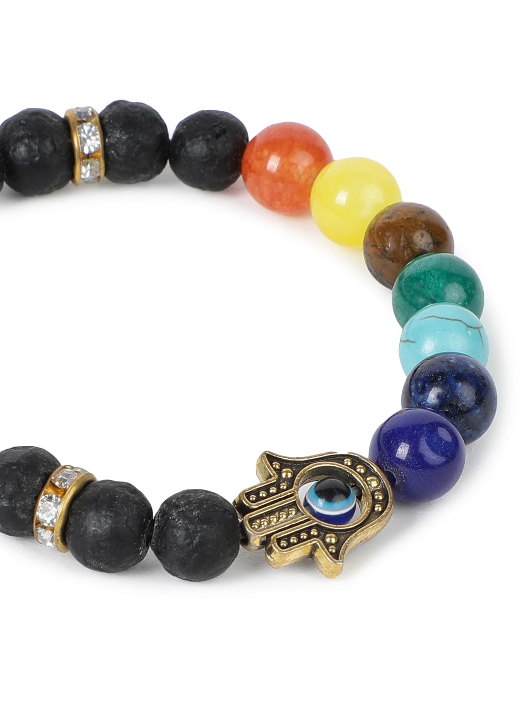 El Regalo 7Chakra Hamsa Hand Evil Eye Bracelet Rakhi for Brother- Designer Rakhi for Bhai with Roli Chawal in Rakshabandhan Gift Box