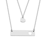 El Regalo Women & Girls 2PCs Stainless Steel Cut Out Heart Charm Mother & Daughter Clavicle Necklace- Hollow Heart Matching Necklaces Set for Mom & Daughter- Symbol of Eternal Bond