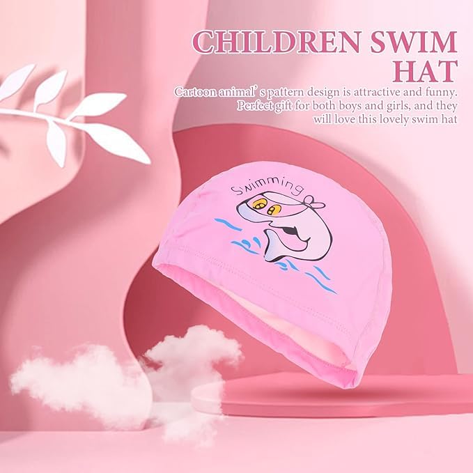 El Regalo 1PC of Cute Kids Dolphin PU Swimming Caps for Girls & Boys- Waterproof, Animal Print Swimming Cap (for Kids 6-12 Years) (Pink Fish Swim Cap)