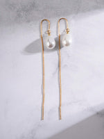 El Regalo Womens 1 Pair Long Needle- Threader Earrings- Trendy, Contemporary, Fashionable Sui Dhaaga Earrings with Pearl-Shell, Pearl Drops, Heart, Mermaid Charms (Butterfly Threader)