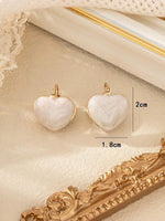 El Regalo Heart Hoops Earrings- Vintage Fashionable Bliss Heart Clip Double-sided Enamel Glaze Eternal Elegance Love Earrings for Women & Girls (Glazed Cream)