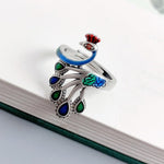 El Regalo Retro Peacock Ring- Beautiful & Colorful Peacock Finger Ring for Girls & Women (Style-3)