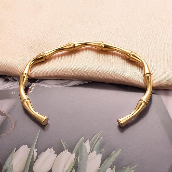 El Regalo Anti Tarnish/No Rust Stainless Steel Bracelet for Girls & Women- Stainless Steel Openable Bracelet (Bamboo Style)