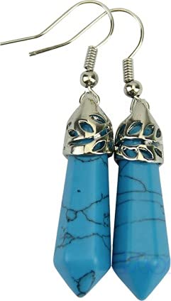 El Regalo Silver Plated with Multi Contemporary Earrings for Girls, Women, Blue Howlite Turquoise