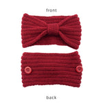El Regalo Knitted Winter Twist Woolen Warm Headband with Buttons for Face Mask Cover | Cold Weather Hair Accessories Head Wrap | Winter Headbands for Women & Men (Plum Red)