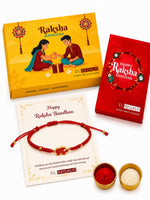 El Regalo 1PC Elephant Evil Eye Rakhi for Brother with & Message Card in Gift Box (Red Elephant Red Rakhi)