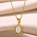 El Regalo Unisex Vintage Style Waterproof Name Initial Letters Pendant Necklaces - Stainless Steel Golden Initials Jewelry - Hypoallergenic Letters Pendant Chain (Letter I)