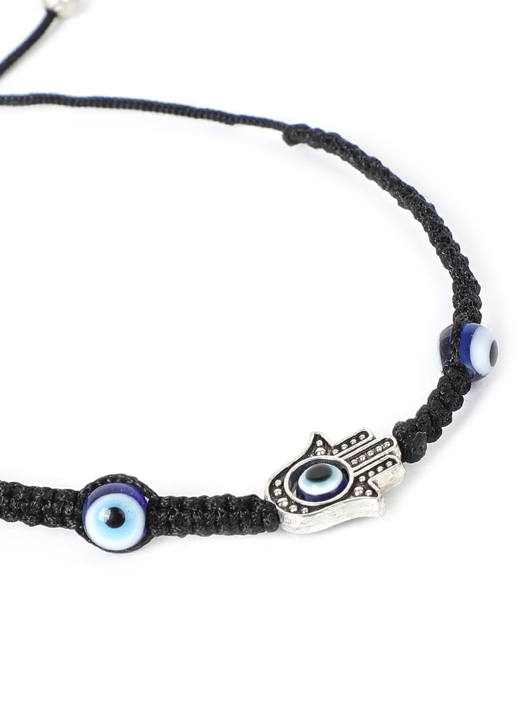 El Regalo 2PCs Evil Eye Hamsa Hand Unisex Bracelets Set - Golden & Silver Charms with Evil Eye Beads