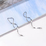 El Regalo Western Spiral Twisted Threader Earrings for Girls & Women- Stainless Steel/Anti-Tarnish Drop Dangle Handmade Twisted Linear Curved Minimal Everyday Earrings (Silver)