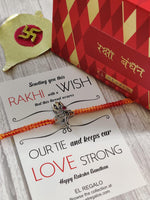 El Regalo 925 Sterling Silver OM/Trident Rakhis for Brother/Nephew/Niece - Real Silver OM Rakhi for Babies/Kids/Men (Trident Shank Silver Rakhi)
