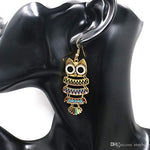 El Regalo Enamel Owl Bird Earrings Cute Animal Themed Bird Dangle Earrings | Owl Multi Layered Danglers for Girls & Women