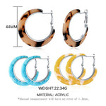 El Regalo 3 Pairs Acrylic Hoop Earrings for Women & Girls - Lightweight Colorful Resin Hoops Set - Boho Fashion Jewelry for Western & Casual Wear - Pack of 3 (Geometric C-Shape) (Option-1)