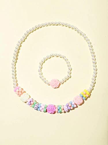El Regalo Little Girls Necklace Bracelet Set | Kids/Toddlers Necklace, Bracelet Set - Beaded Necklace Bracelets for Toddlers Kids Colorful Princess Children Beads Necklace Jewelry Dress Up