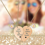 El Regalo Bff Necklace For 2-Split Heart Not Sisters By Blood But Sister By Heart Pendant Best Friend Friendship design Set Of 2 For Girls, Best Friends, Bestie