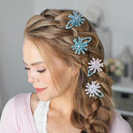 El Regalo 4 PCs Beautiful Snowflake Hair Pins - Snowflake Hair Clips Blue White Christmas Hair Accessories Xmas Rhinestone Hairpin Glitter Snowflake Barrettes (Big Snowflakes)