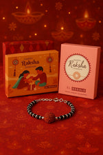 El Regalo 1 PC Rudraksha Rakhi for Baby/Kids/Brother - 925Silver Plated Cute Nazaria with shagun, Rakhi Message Card in rakshabandhan Box for Kids/Toddlers/Little Brother/Niece/Nephew