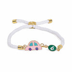 El Regalo 2PCs Cute Kids Evil Eye Car, Rainbow Bracelet Rakhi Combo Sets- Fancy Kids Rakhi for Brother/Sister with Roli Chwal, Rakhi Message Card in Rakhi Box for Babies/Toddlers/Kids/Teens