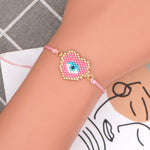 El Regalo Evil Eye Miyuki Seed Beads Rakhi | Handmade 100% Authentic Japanese Miyuki Seed Beads Rakhi with shagun, Rakhi Card in Gift Box (Pink Heart Evil Eye)