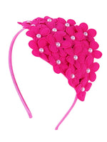 El Regalo Beautiful Bunch Of Flowers Hairband with Pearls, Plastic Heasband for Girls Christmas Gift, Pack of 1 - Pink