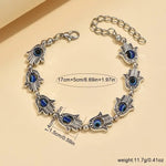 El Regalo Evil Eye Hamsa Hand Turquoise Green Beads Bracelet for Girls & Women- Antique Finish Hamsa Hand Sleek Bracelet (Blue Evil Eye Beads)