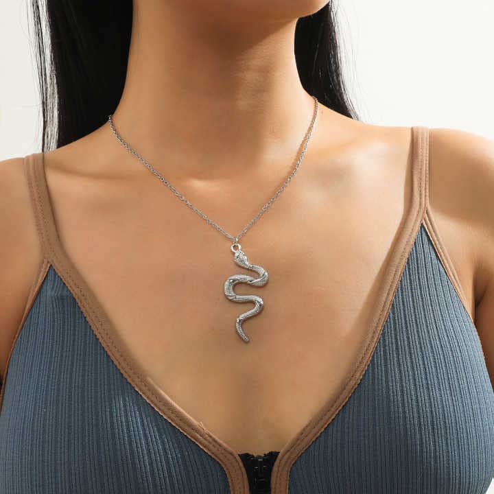 El Regalo Snake Unisex Necklace for Girls/ Boys/ Men & Women - Trendy Serpent Necklace Dainty Pendant Necklace Jewelry (Silver)