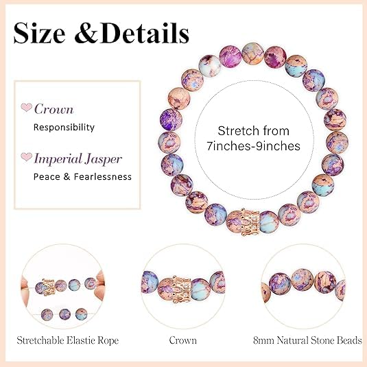 El Regalo Best Friends Crown Charm Beaded Bracelet- Friendship Bracelet For Girls/Women Inspirational Bracelets