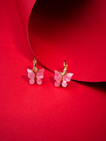 El Regalo Cute 2 Pairs Butterfly Lever Hook Earrings Combo for Girls & Women- Elegant Small Butterfly Hoop Earrings- Gift for Girls/Her (Pink & Blue)