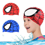 El Regalo Kids Spiderman Swimming Caps for Girls & Boys - Silicone Swimming Hat for Girls Boys Waterproof Bathing Caps for Long & Short Hair (Blue Spiderman Cap)