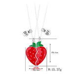 El Regalo Girls 2PCs BFF Best Friend Fruits Pendant Necklaces Set- Cute Strawberry, Pineapple Necklaces Magnetic Pendant BFF Gifts Necklace Best Friends Necklace (Red Strawberry)