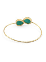 El Regalo Gold Plated Gemstone Cuff Bracelets for Women Natural Raw Rough Quartz Healing Crystal Cuff Bracelet Bangle (Emerald Green Quartz)