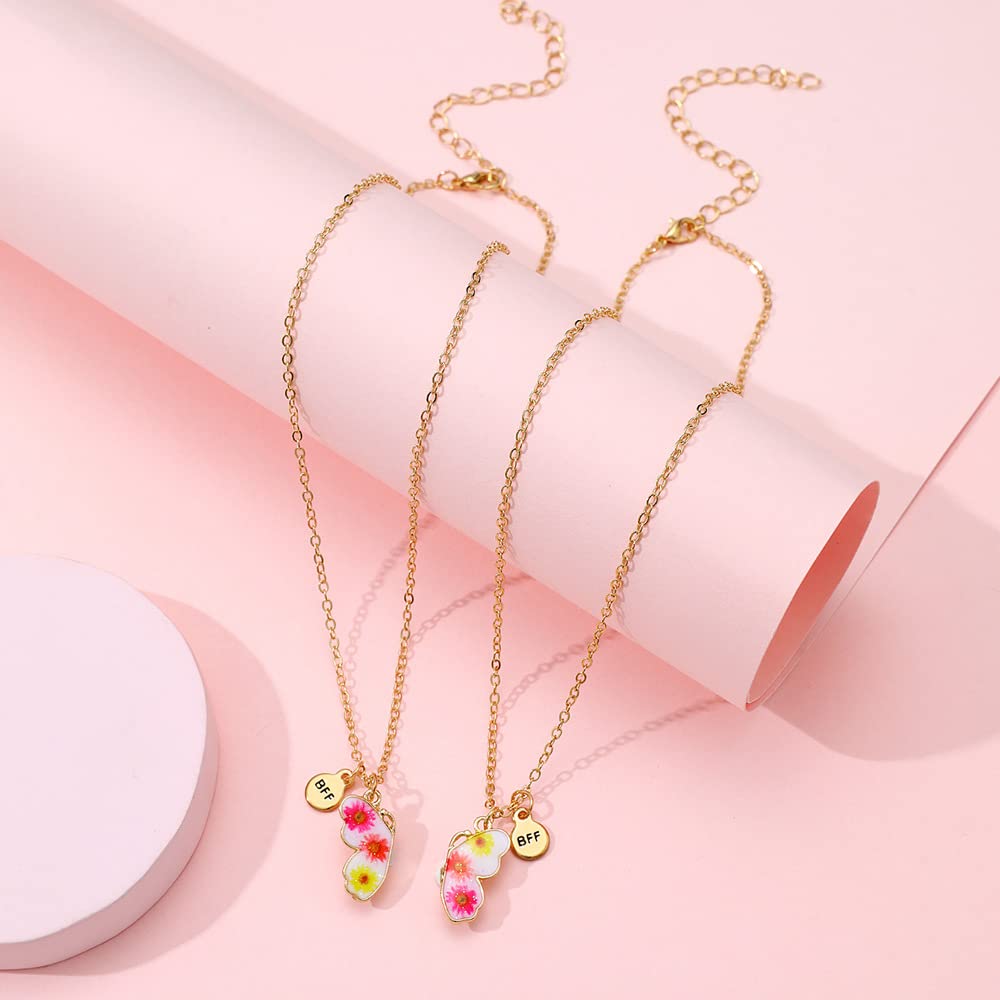 El Regalo BFF 2PCs-Split Magnetic Matching Best Friends Forever Pendant Necklaces Set- Rainbow Hearts, Mermaid Shell, Unicorns, Butterflies Pendant Necklaces (Magnetic BF Butterflies)For Unisex Adult