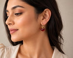 El Regalo Elegant & Graceful Aquamarine Austrian Crystal Earrings for Girls & Women- Sparkly Austrian Crystal Disco Ball Earrings (Red)