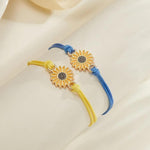 El Regalo Unisex 2 Pcs Sunflower Bracelets Set- Handmade Boho Sunflower Daisy BFF Friendship Bracelets Adjustable Braided Rope Pinky Promise Bracelets (Blue)
