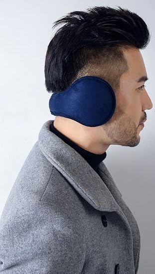 El Regalo 1PC Unisex Warm Knit Earmuffs- Winter Outdoor Fur Earwarmer, Foldable, Adjustable Wrap Ear Warmer for Girls/Boys/Men/Women (Blue Fleece)