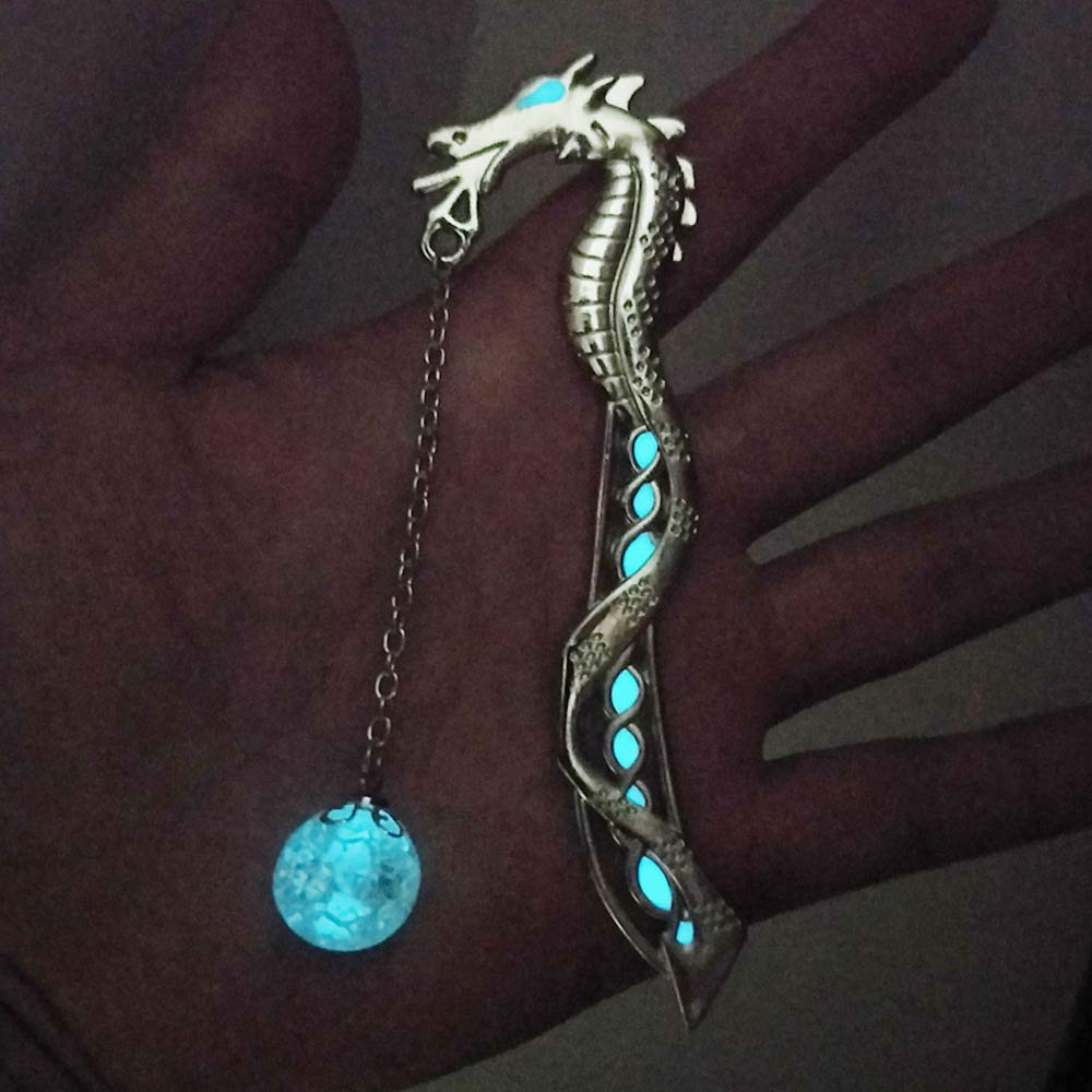 El Regalo Luminous Glow in The Dark Flying Dragon Shape Bookmarks Unisex Creative Gift (Glowing Dragon)
