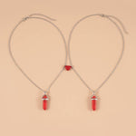 El Regalo Unisex 2Pcs/Set Crystal BFF Best Friend Magnetic Couple Matching Split Heart Pendant Necklaces for Besties/Couples - Valentines Day Gift (Red)