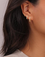 El Regalo 3 Pairs Dainty 14K Gold Plated Huggie Hoop Earrings - Small CZ Hoop Earrings Set for Women & Girls, Cartilage & Tragus Earrings (Style-2)