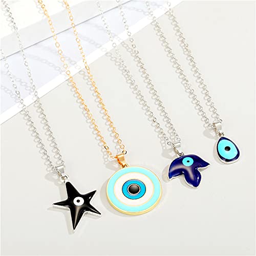 El Regalo 1 PC Evil Eye Enamel Protection Unisex Necklace for Men/Women | Fashion Evil Eye Necklace (Star Evil Eye Necklace)