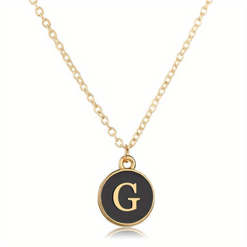 El Regalo Name Initials Personalized Letter Unisex Pendant Necklace- Enameled Name Letter Small Pendant with Stainless Steel Chain (G Letter)