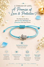 El Regalo Minimalist Cute Lucky Turtle Bracelet Rakhi for Brother- Light Blue